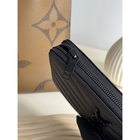 Best Replica YSL Saint Laurent Monogram Continental Zip Around Wallet Black Knockoff