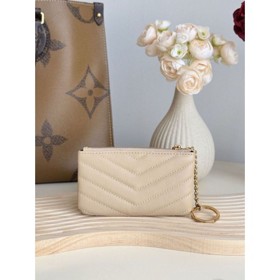 Best Replica YSL Saint Laurent Cassandre Matelassé Fragments Zip Around Card Holder Apricot Knockoff