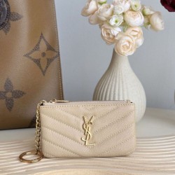 Best Replica YSL Saint Laurent Cassandre Matelassé Fragments Zip Around Card Holder Apricot Knockoff