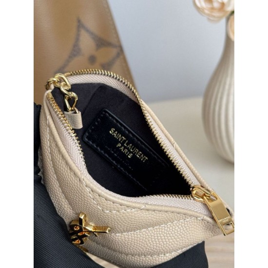 Best Replica YSL Saint Laurent Cassandre Matelassé Fragments Zip Around Card Holder Apricot Knockoff