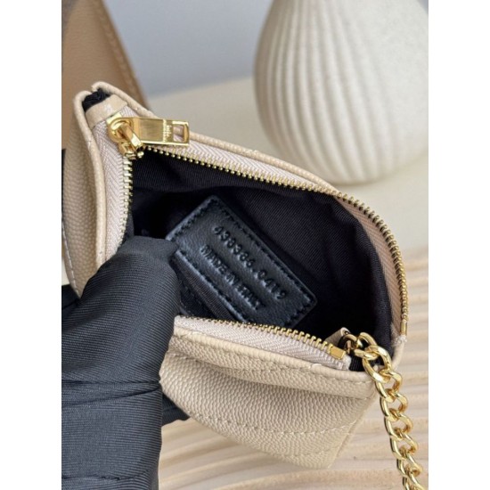 Best Replica YSL Saint Laurent Cassandre Matelassé Fragments Zip Around Card Holder Apricot Knockoff