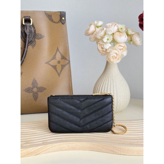 Best Replica YSL Saint Laurent Cassandre Matelassé Fragments Zip Around Card Holder Black and Gold Knockoff