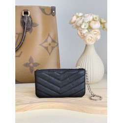 Best Replica YSL Saint Laurent Cassandre Matelassé Fragments Zip Around Card Holder Black and Silver Knockoff
