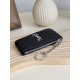 Best Replica YSL Saint Laurent Cassandre Matelassé Fragments Zip Around Card Holder Black and Silver Knockoff