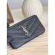 Best Replica YSL Saint Laurent Cassandre Matelassé Fragments Zip Around Card Holder Black and Silver Knockoff