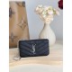 Best Replica YSL Saint Laurent Cassandre Matelassé Fragments Zip Around Card Holder Black and Silver Knockoff