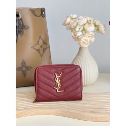 Best Replica YSL Saint Laurent Cassandre Matelassé Compact Wallet Red Knockoff