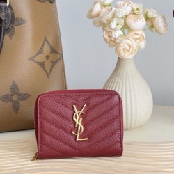 Best Replica YSL Saint Laurent Cassandre Matelassé Compact Wallet Red Knockoff