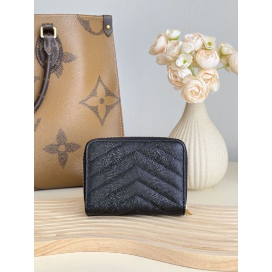 Best Replica YSL Saint Laurent Cassandre Matelassé Compact Wallet Black Knockoff