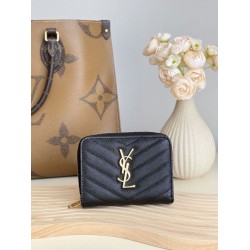 Best Replica YSL Saint Laurent Cassandre Matelassé Compact Wallet Black Knockoff