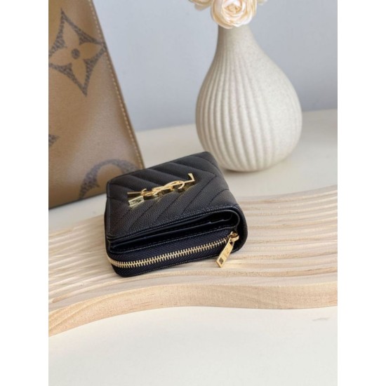 Best Replica YSL Saint Laurent Cassandre Matelassé Compact Wallet Black Knockoff