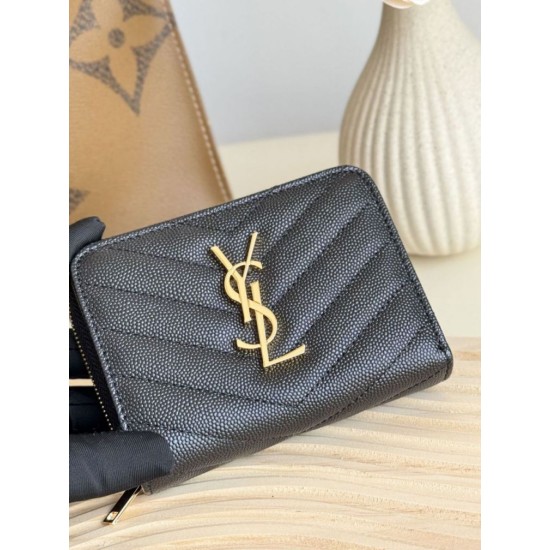 Best Replica YSL Saint Laurent Cassandre Matelassé Compact Wallet Black Knockoff