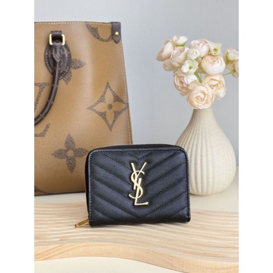 Best Replica YSL Saint Laurent Cassandre Matelassé Compact Wallet Black Knockoff