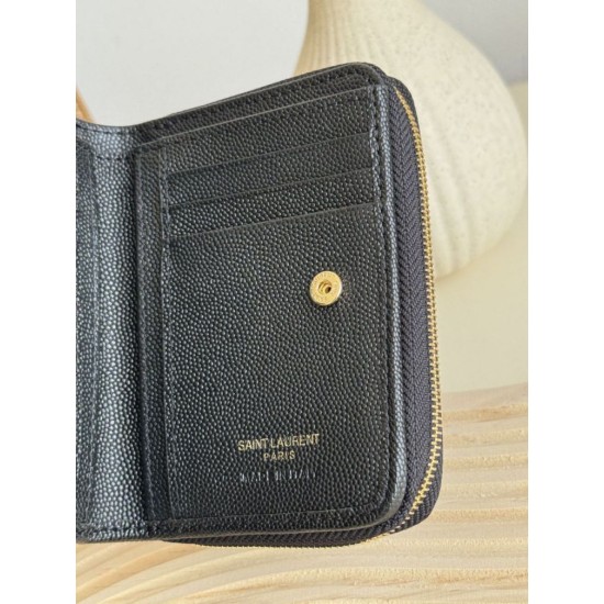 Best Replica YSL Saint Laurent Cassandre Matelassé Compact Wallet Black Knockoff