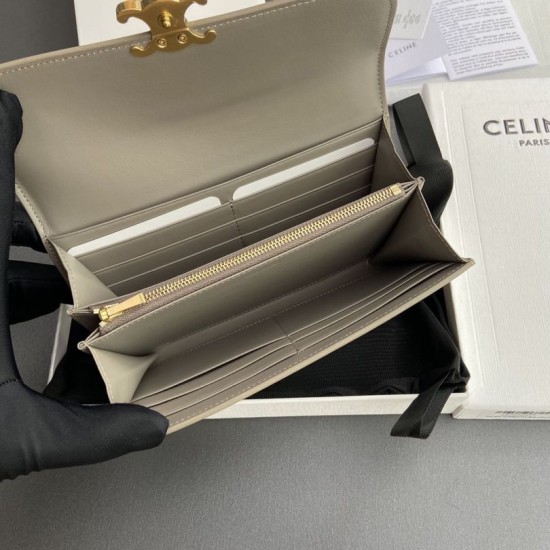 Best Replica Celine Large Triomphe Wallet Pebbles Knockoff