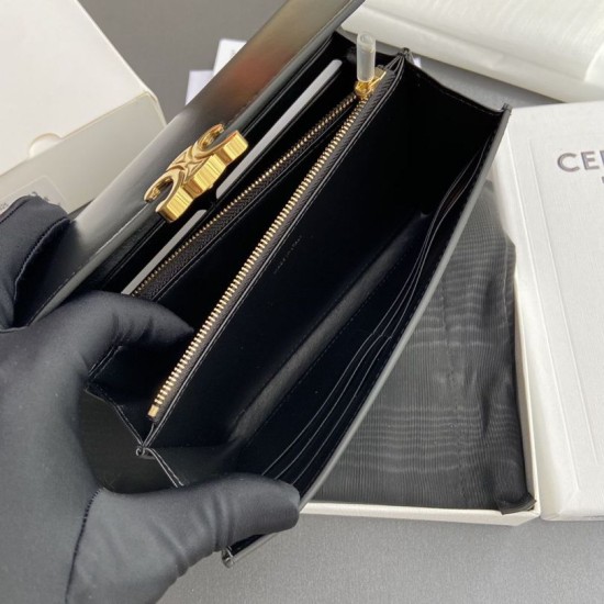 Best Replica Celine Large Triomphe Wallet Black Knockoff