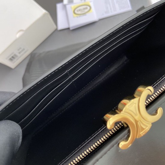 Best Replica Celine Large Triomphe Wallet Black Knockoff