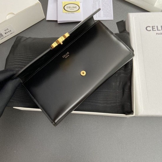 Best Replica Celine Large Triomphe Wallet Black Knockoff