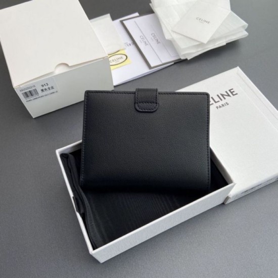 AAAAA Fake Celine Medium Nino Wallet with Strap Black Dupe Best Replica Celine Medium Nino Wallet with Strap Black Knockoff