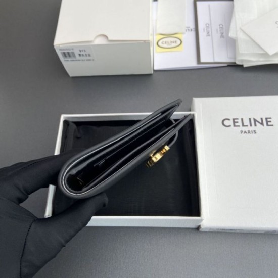 AAAAA Fake Celine Medium Nino Wallet with Strap Black Dupe Best Replica Celine Medium Nino Wallet with Strap Black Knockoff