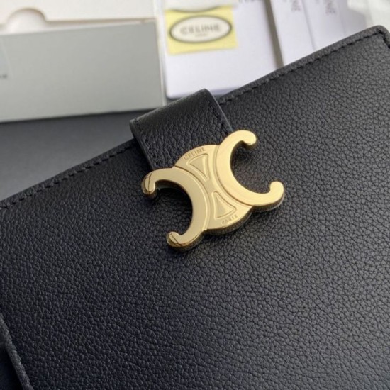 AAAAA Fake Celine Medium Nino Wallet with Strap Black Dupe Best Replica Celine Medium Nino Wallet with Strap Black Knockoff
