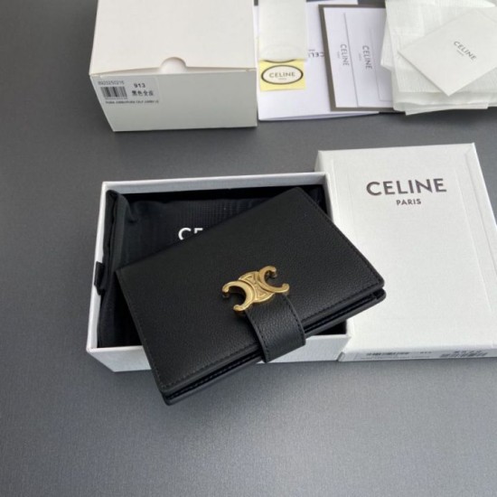 AAAAA Fake Celine Medium Nino Wallet with Strap Black Dupe Best Replica Celine Medium Nino Wallet with Strap Black Knockoff