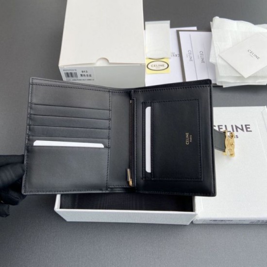 AAAAA Fake Celine Medium Nino Wallet with Strap Black Dupe Best Replica Celine Medium Nino Wallet with Strap Black Knockoff