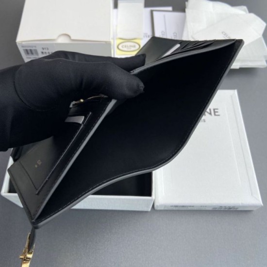 AAAAA Fake Celine Medium Nino Wallet with Strap Black Dupe Best Replica Celine Medium Nino Wallet with Strap Black Knockoff