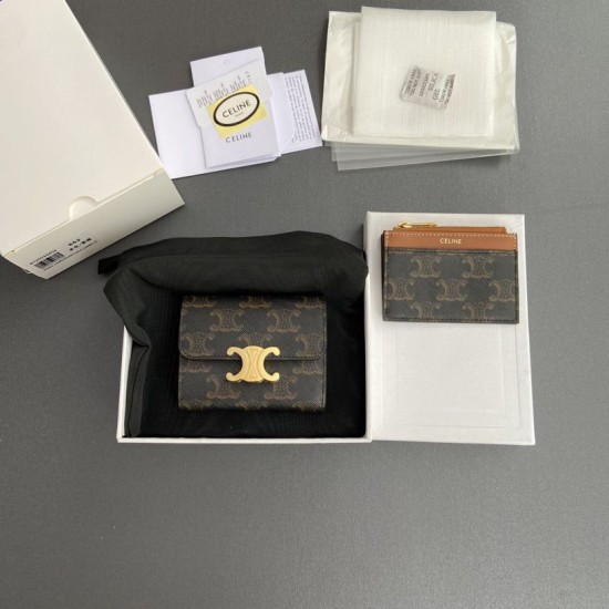 Best Replica Celine Compact Wallet with Triomphe Coin Knockoff