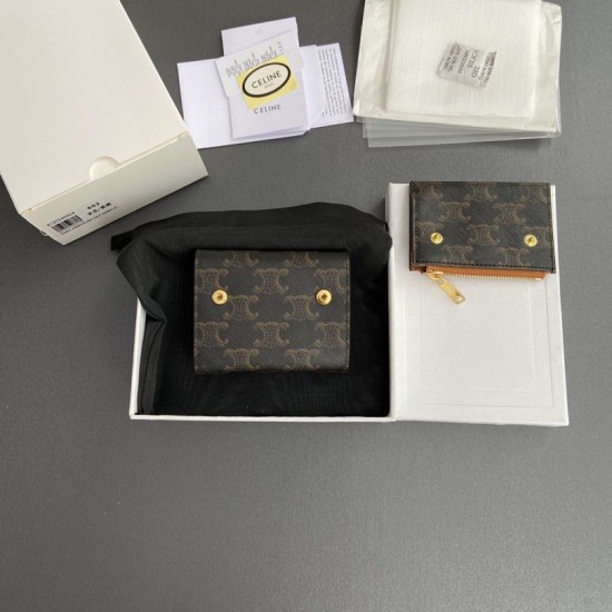 Best Replica Celine Compact Wallet with Triomphe Coin Knockoff