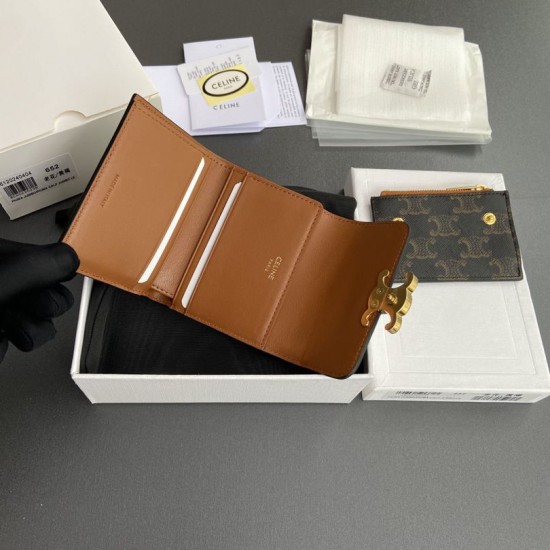 Best Replica Celine Compact Wallet with Triomphe Coin Knockoff