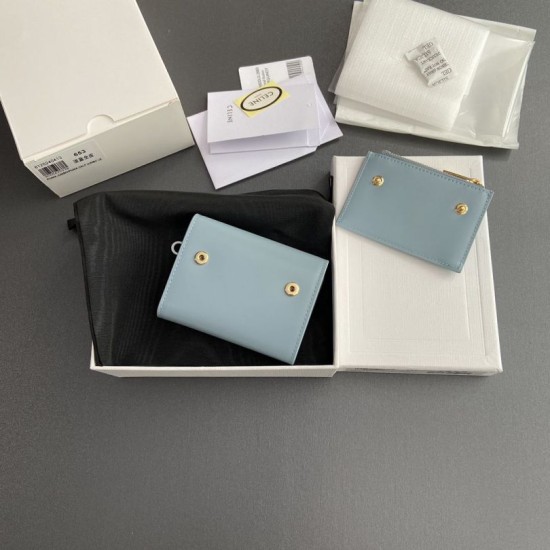 Best Replica Celine Compact Wallet with Triomphe Coin Case Blue Knockoff