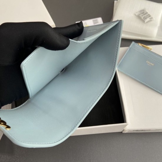 Best Replica Celine Compact Wallet with Triomphe Coin Case Blue Knockoff
