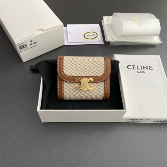 Best Replica Celine Small Flap Wallet Triomphe Calfskin Brown Knockoff
