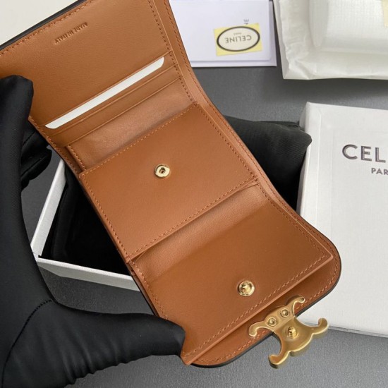 Best Replica Celine Small Flap Wallet Triomphe Calfskin Brown Knockoff