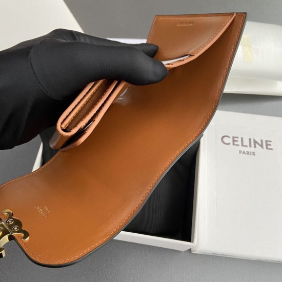Best Replica Celine Small Flap Wallet Triomphe Calfskin Brown Knockoff
