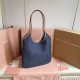 Fake Miu Miu Ivy denim shoulder bag with leather trim 5BG231 Blue Clone