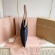 Fake Miu Miu Ivy denim shoulder bag with leather trim 5BG231 Blue Clone