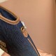 Fake Miu Miu Ivy denim shoulder bag with leather trim 5BG231 Blue Clone