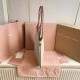 Replica Miu Miu Ivy denim shoulder bag with leather trim 5BG231 White Knockoff Fake Miu Miu Ivy denim shoulder bag with leather trim 5BG231 White Clone