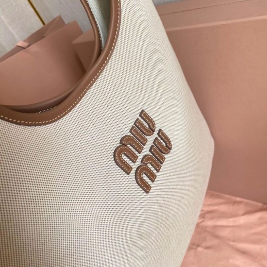 Replica Miu Miu Ivy denim shoulder bag with leather trim 5BG231 White Knockoff Fake Miu Miu Ivy denim shoulder bag with leather trim 5BG231 White Clone