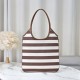 Fake Miu Miu Ivy striped canvas and leather shoulder bag 5BG231 light coffee Clone