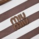 Fake Miu Miu Ivy striped canvas and leather shoulder bag 5BG231 light coffee Clone
