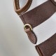 Fake Miu Miu Ivy striped canvas and leather shoulder bag 5BG231 light coffee Clone
