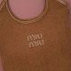 Fake Miu Miu Ivy corduroy shoulder bag/hobo 5BG231 Brown Clone