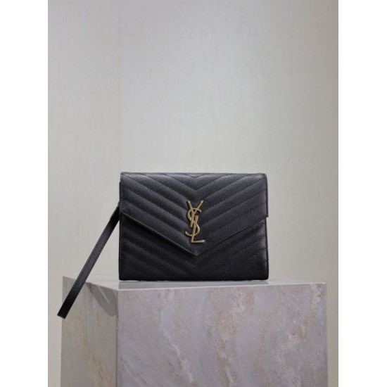 Replica YSL Saint Laurent Grain De Poudre Matelassé Chevron Envelope clutch bag black Knockoff Fake YSL Saint Laurent Grain De Poudre Matelassé Chevron Envelope clutch bag black Clone