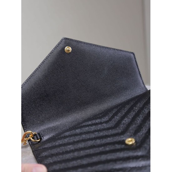 Replica YSL Saint Laurent Grain De Poudre Matelassé Chevron Envelope clutch bag black Knockoff Fake YSL Saint Laurent Grain De Poudre Matelassé Chevron Envelope clutch bag black Clone