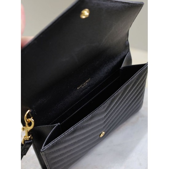 Replica YSL Saint Laurent Grain De Poudre Matelassé Chevron Envelope clutch bag black Knockoff Fake YSL Saint Laurent Grain De Poudre Matelassé Chevron Envelope clutch bag black Clone