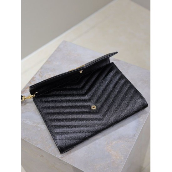Replica YSL Saint Laurent Grain De Poudre Matelassé Chevron Envelope clutch bag black Knockoff Fake YSL Saint Laurent Grain De Poudre Matelassé Chevron Envelope clutch bag black Clone