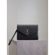 Replica YSL Saint Laurent Grain De Poudre Matelassé Chevron Envelope clutch bag black Knockoff Fake YSL Saint Laurent Grain De Poudre Matelassé Chevron Envelope clutch bag black Clone